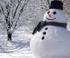 Puzzle Χιονάνθρωπος με καπέλο και κασκόλ